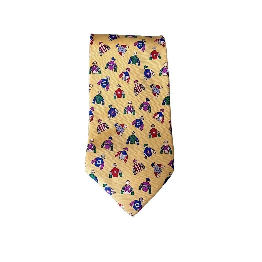 Alynn neckwear racing colors, novelty, Jackie yellow tie, 100% silk